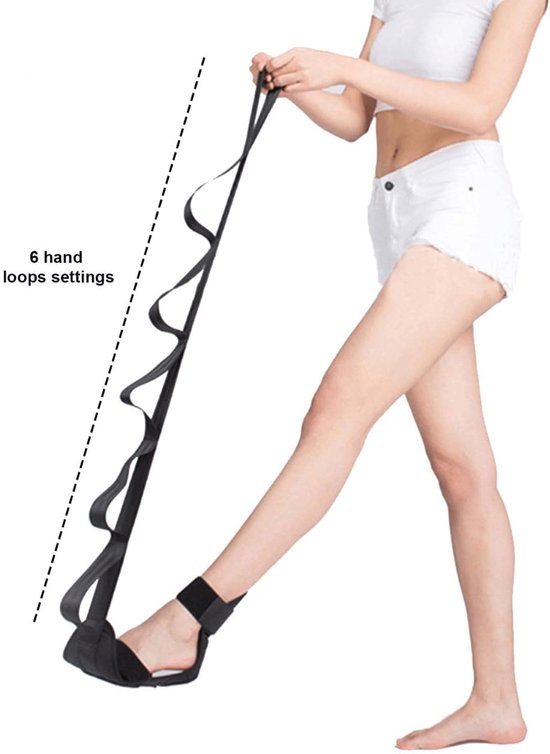 Yoga Stretching Strap - Beenstrekkerband - Fascia Stretcher - Unisex - Verlichting van Plantaire Fasciitis - Geschikt voor Fysiotherapie, Verlichting van Plantaire Fasciitis, Pilates, Dans, Gymnastiek - Zwart van Merkloos — afbeelding 5
