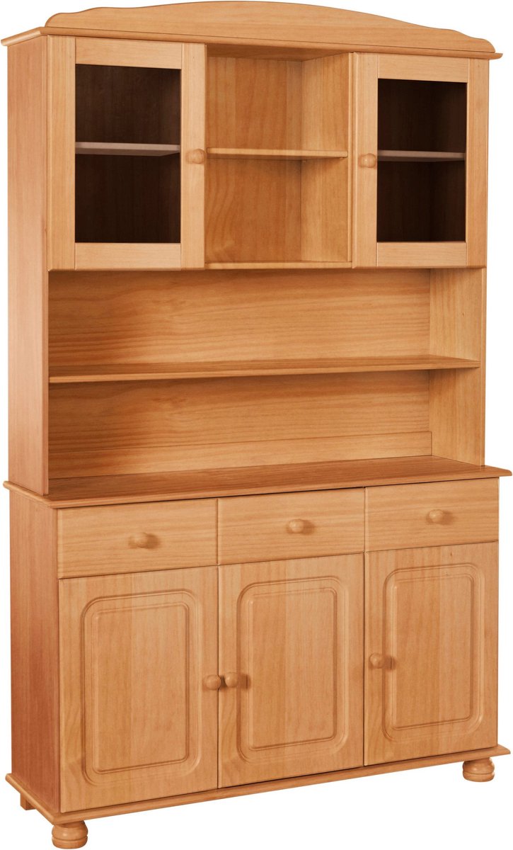 Notio Living Mette Buffetkast met 5 Deuren en 3 Lades - Massief Grenenhout - 120 x 34 x 181 cm Bruin