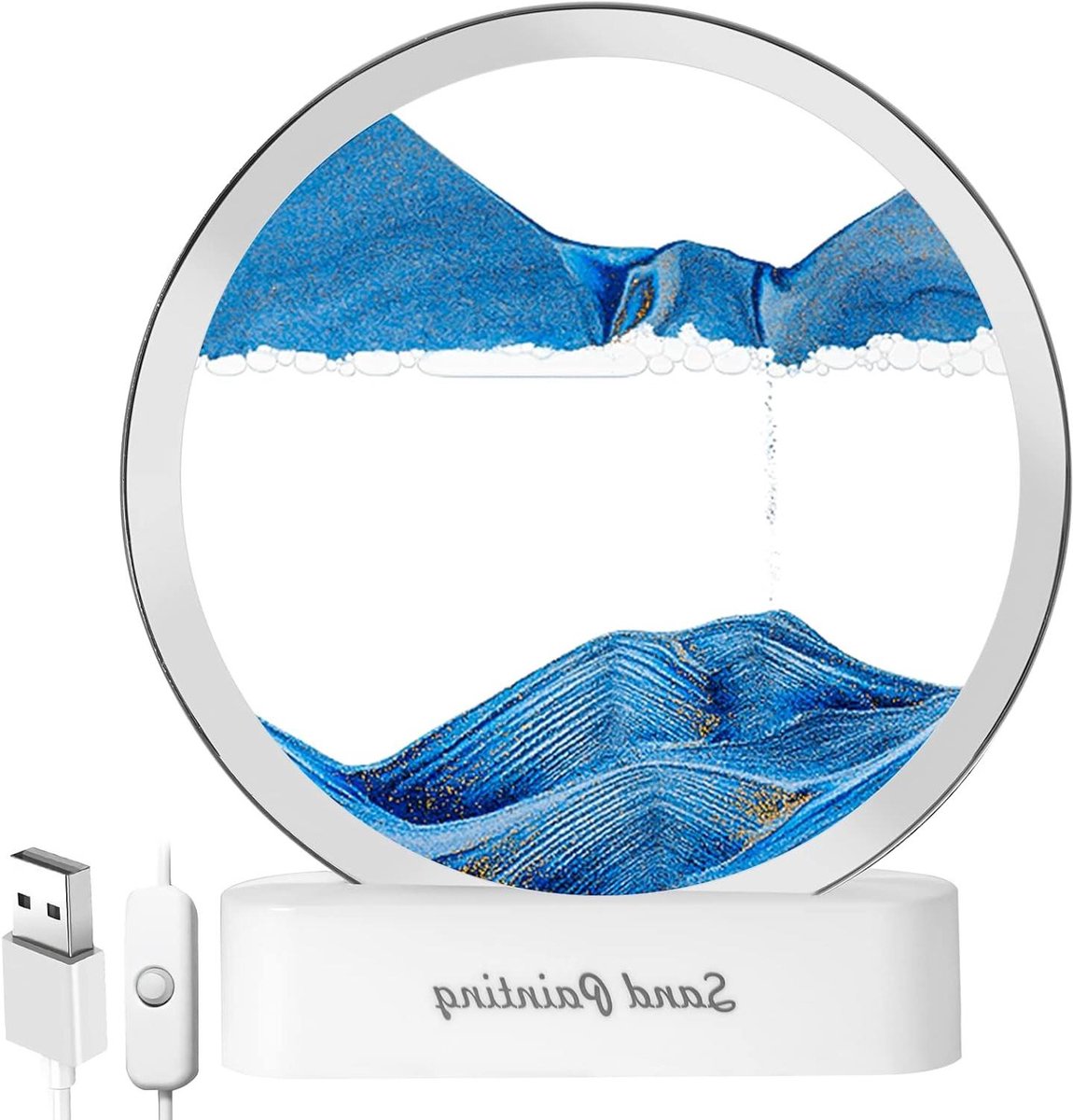 Allecto Plus - Roterend 3D Kunstzand Schilderij - Decoratief voor Thuis - Blauw 7 Inch