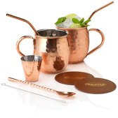 Moscow Mule Cup Set - Set à cocktail - Comprenant 2 délicieuses recettes de mule - Cadeau de luxe homme femme - 500 ml - Qwality