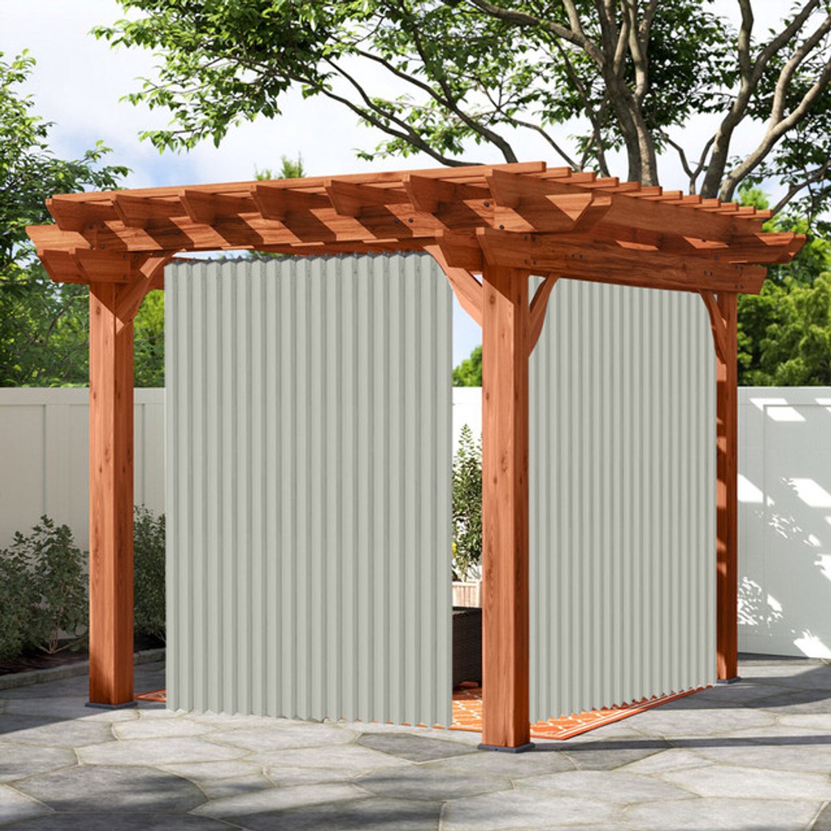 Buitengordijnen - Verduisterende Gordijnen - Blackout Curtains met Metalen Haken - Outdoor Gordijnen Voor Patio en Pergola - B 254 x H241cm - Grijs - 1 stuks