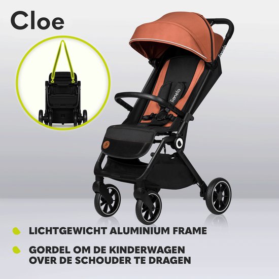 Lionelo Buggy Cloe - Kinderwagen Premium + - tot 22 kg - verstelbare rugleuning - 5-punts veiligheidsgordels - grote zwenkwielen - klamboe - bekerhouder - lichtgewicht - compact - waterdicht van LIONELO — afbeelding 4