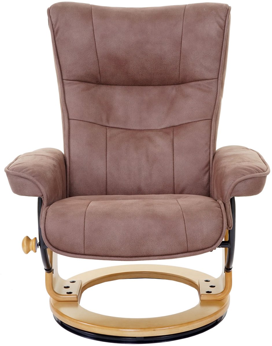 MCA relaxfauteuil Montreal, TV-fauteuil kruk, stof/textiel 130kg belastbaar ~ antiek bruin, natuurlijk bruin