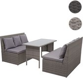 Ensemble en Poly MCW-G16, ensemble de salon de jardin/salon, table de canapé gastronomique 2x2 places ~ gris, coussins gris foncé