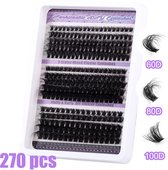 Nepwimpers - 270 stuks - 60D+80D+100D - 10-18 mm D krul - Pre-Made Volume Fans - Pre-Made Fans - Wimperextensions - Cluster - Lashes - Naturel - Stukjes wimpers - Diy lashes