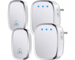Draadloze Deurbel set 2 - Waterdicht IP44 - Wireless Doorbell - Bereik tot 300M - 2 Zenders en Ontvangers - Volume Instelbaar - 36 Beltonen - Wit