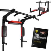 Zoluko Professionele Dip & Pull Up Bar Wandmontage - 200kg Draagkracht - Dip Station - Incl. E-book - Eenvoudige Bevestiging - 2 in 1 Pull Up Station en Dip Station voor Thuis Sporten - Optrekstang Fitness - Dip Bars - Chin Up Bar - Zwart/Rood