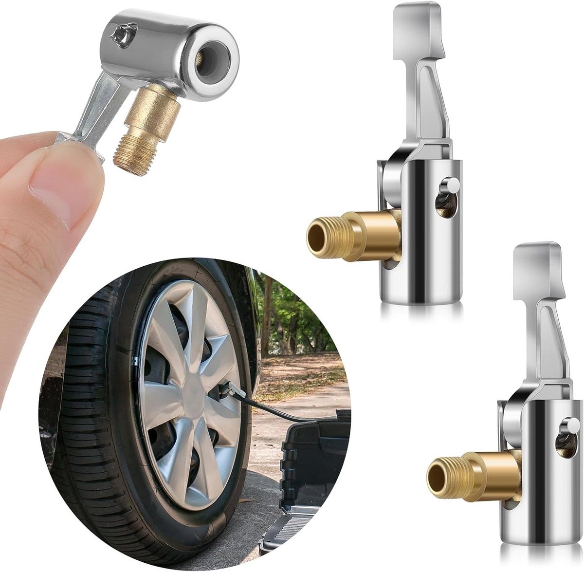 Allecto Plus - 2 Autoventiel Adapters - Gemakkelijke Pomp Voor Autoband Ventiel - Fietsventiel Adapter.