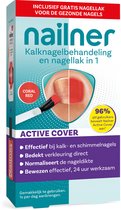 Nailner Active Cover Coral Red 2 in 1 - Kalknagelbehandeling voor Kalk en Schimmelnagel, Medische hulpmiddelen om Kalknagels te behandelen, Zuurstofdoorlatende Nagellak voor directe dekking van verkleuring, eenvoudig zonder te vijlen, 30 ml