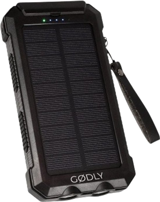 GØDLY® - Solar Powerbank - Solar Charger - Powerbank Zonneenergie - 30000 mAh - 5 poorten - 2023 Model - Geschikt voor iPhone, Samsung en meer - 12 Maanden Garantie