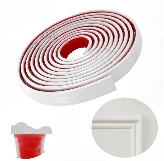 Flexibele plintgietlijm. Zelfklevende vinylwandbekleding van afpellen