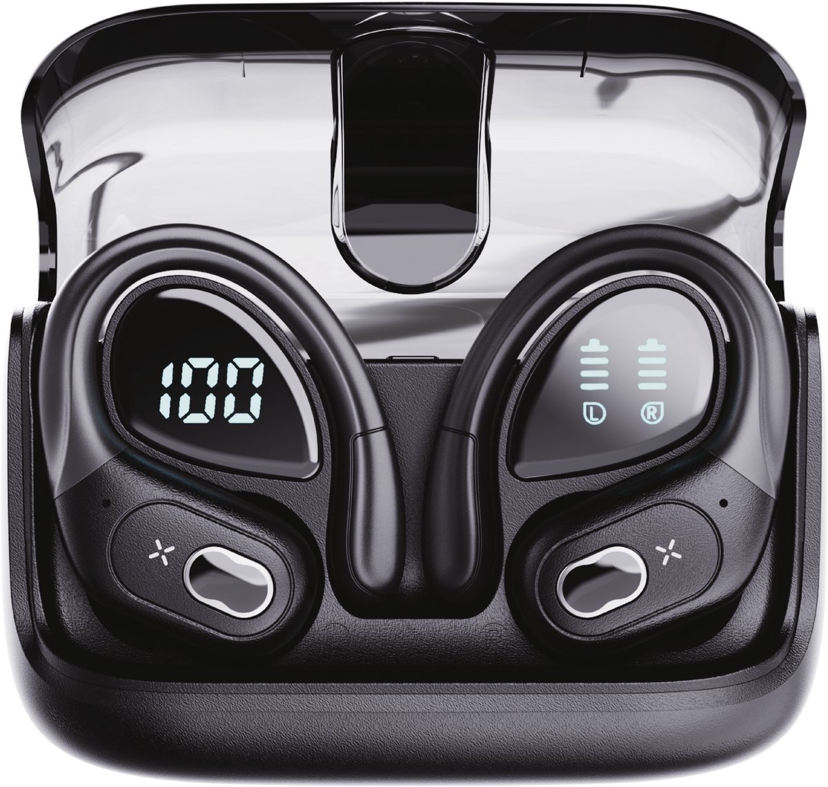 Synyq Active Draadloze Sport Oordopjes - 75 uur Speeltijd - Ruisonderdrukking - Waterdicht - Bluetooth Oordopjes - Sport Oortjes - Oortjes Draadloos - Geschikt voor Apple en Android - Zwart - vaderdag cadeau