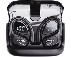 foto van Synyq Active Draadloze Sport Oordopjes - 75 uur Speeltijd - Ruisonderdrukking - Waterbestendigheid - Bluetooth Oordopjes - Sport Oortjes - Oortjes Draadloos - Zwart