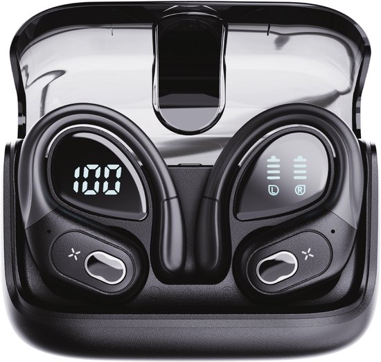 Synyq Active Draadloze Sport Oordopjes - 75 uur Speeltijd - Ruisonderdrukking - Waterbestendigheid - Bluetooth Oordopjes - Sport Oortjes - Oortjes Draadloos - Zwart