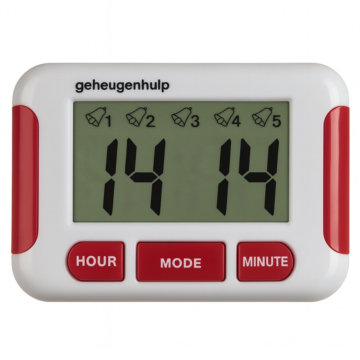 Medicijnalarm - 5 alarmen - timer - compact - rood - Geheugenhulp