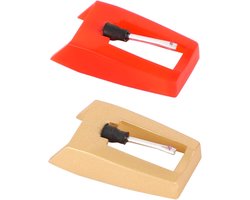 2 Pieces Turntable Needles Replace - Stylus Needle for Turntable - Diamond Tip Stylus Needle Accessories for Vinyl Record Player - LP Record Player - Victrola - ION - Crosley (Golden - Red)
