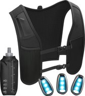 Gilet de course Nuvance - 3x LED - Gilet de course avec Siècle des Lumières - Gilet de course - Gilet de course incl. Pochette pour bouteille d'eau et téléphone - Universelle