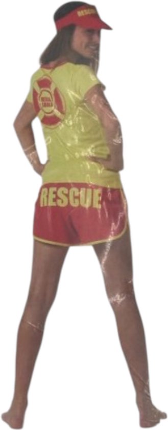 Lifeguard kostuum dames – Baywatch stijl – Sexy strandwacht outfit – Rood/geel – 3-delige set – Maat L