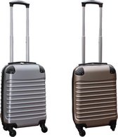 Travelerz kofferset 2 delig ABS handbagage koffers - met cijferslot - 27 liter - zilver - goud
