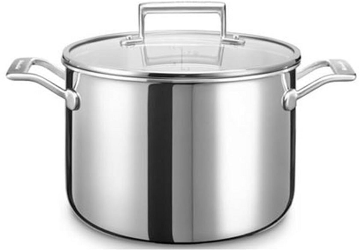 KitchenAid Pan 8L RVS/Stainless steel - PFAS vrij - Kook pot - Glazen deksel