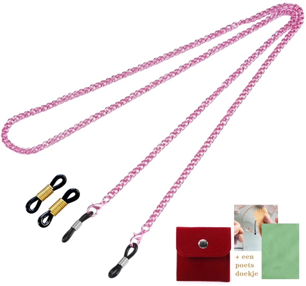 Brillenkoord metallic Roze- Zonne- Brillenkoorden RVS Unisex- Youhomy accessoires Brillenkoord| Chain glasses accessoires| Leesbril| Zonnebril| Vakantie