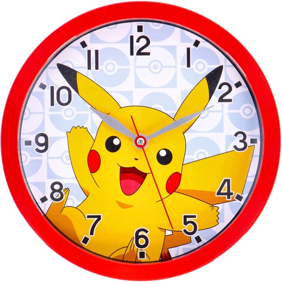 Pokémon Wandklok Pikachu - Stille klok voor kinderkamer - Rood