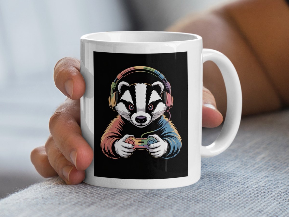 Rainbow Das Mug Gamer, Dassen Koptelefoon, Kleurrijke Das Mug, Gamer Cadeau, Aangepaste Mug, Koffie Theekop