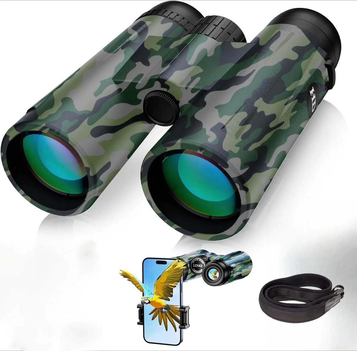 10x42 Verrekijker HD – Professionele Verrekijker voor Vogels Spotten, Jacht, Reizen & Outdoor Activiteiten