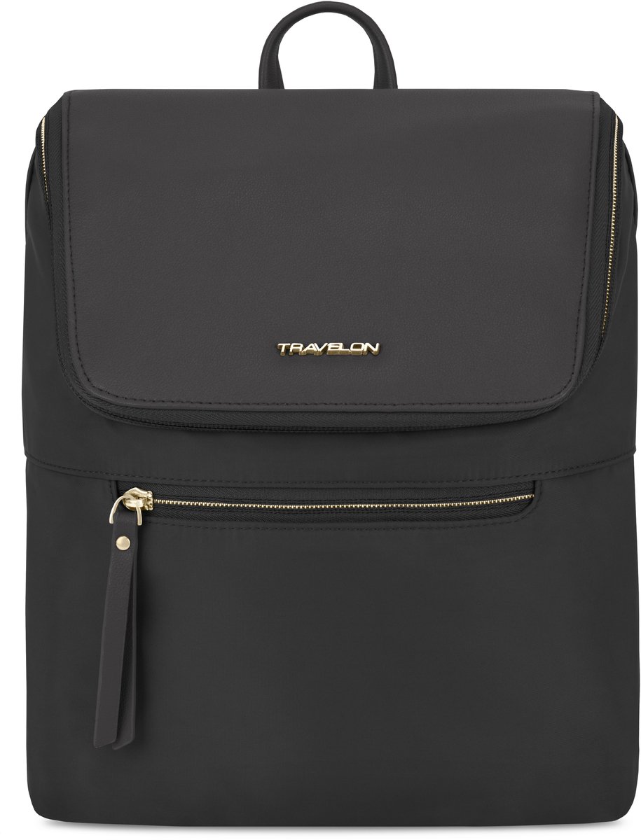 Travelon Addison Anti-diefstal Backpack – Rugzak met RFID, snijbestendige panelen en vergrendelbare ritsen – Zwart
