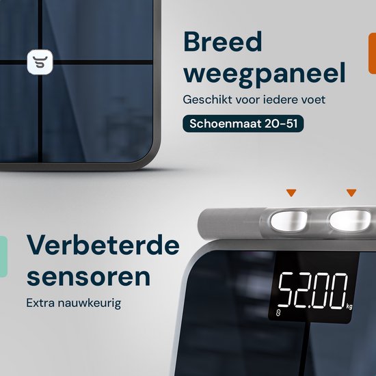 La balance connectée Sacoma Sensor Smart Body Composition Scale, avec large plateau et capteurs améliorés, pointure 20-51.