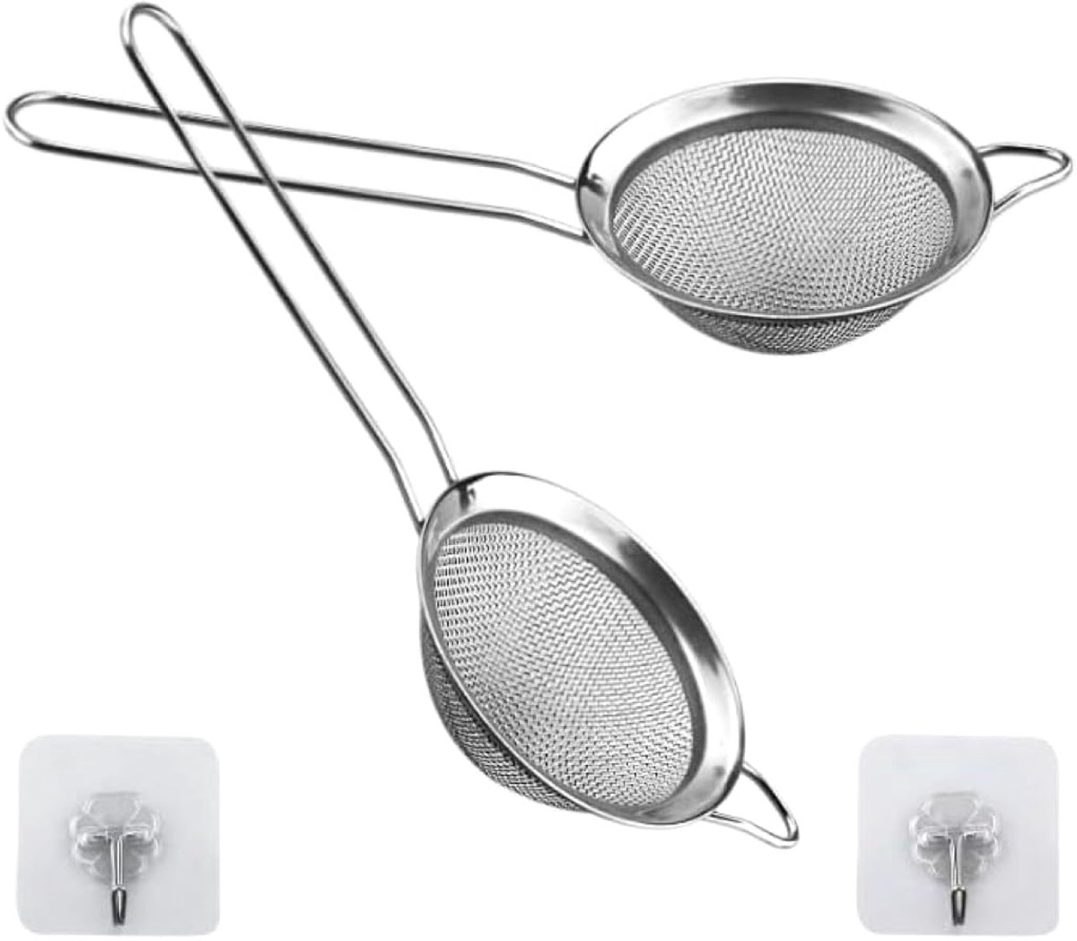 Unyqoos® Compacte Fijnmazige Zeef Set van 2 Stuks voor Keuken en Thee, Roestvrij Staal, 8 cm Diameter