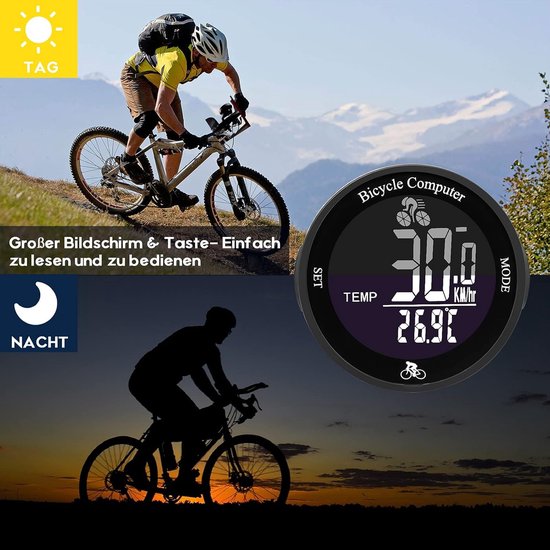 Fietscomputer-kilometerteller fiets-snelheidsmeter fiets-draadloze fietscomputer - Waterdichte fietssnelheidsmeter - Grote LCD-display - Fietscomputer met notebook - Automatische aan/uit fietssnelheidsmeter - Mountainbike-afstandsmeter - Zwart - 6,2 van Merkloos — afbeelding 4