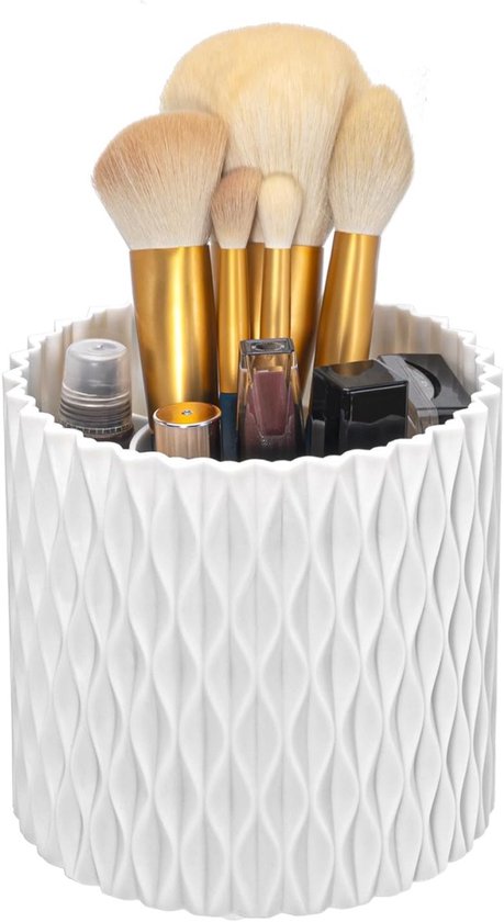 Eleganza Make-up organizer - bamboe hout - 23 x 9 x 9 cm - kwasten houder | Fun en Feest