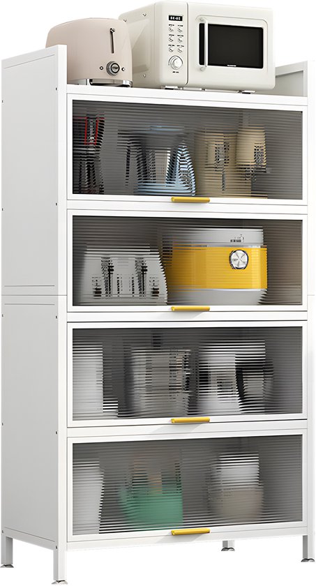 Meubles de cuisine FOXSPORT - Meuble de Cuisine indépendant - Armoires de cuisine avec portes battantes - Buffet - Meuble - Cuisine - Salon - Wit - 60 x 32 x 144 cm