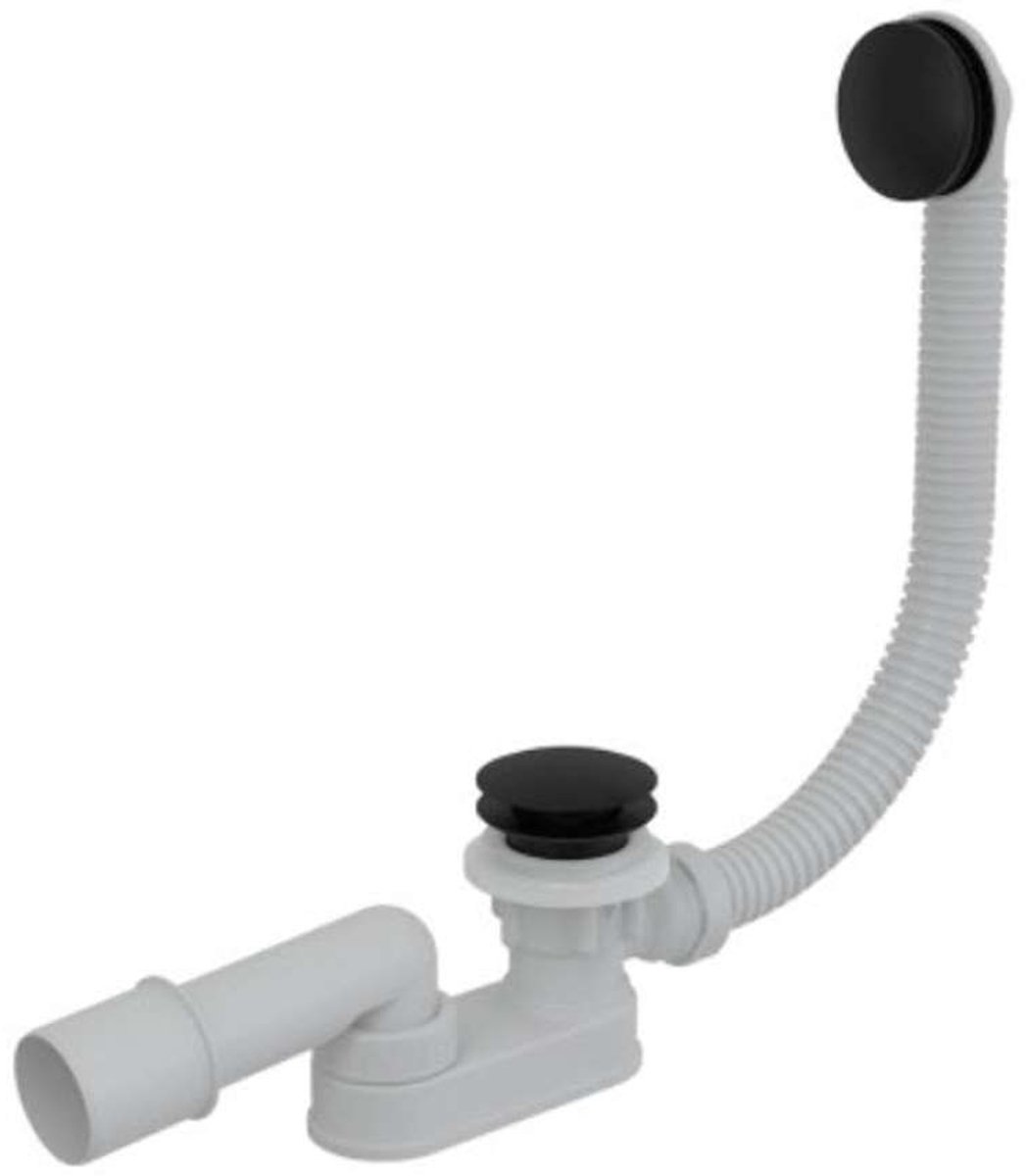 Alcadrain Afvoergarnituren - Badafvoer- en overloopset, lengte 800 mm, ClickClack, metaal, mat zwart A507BLACK-80