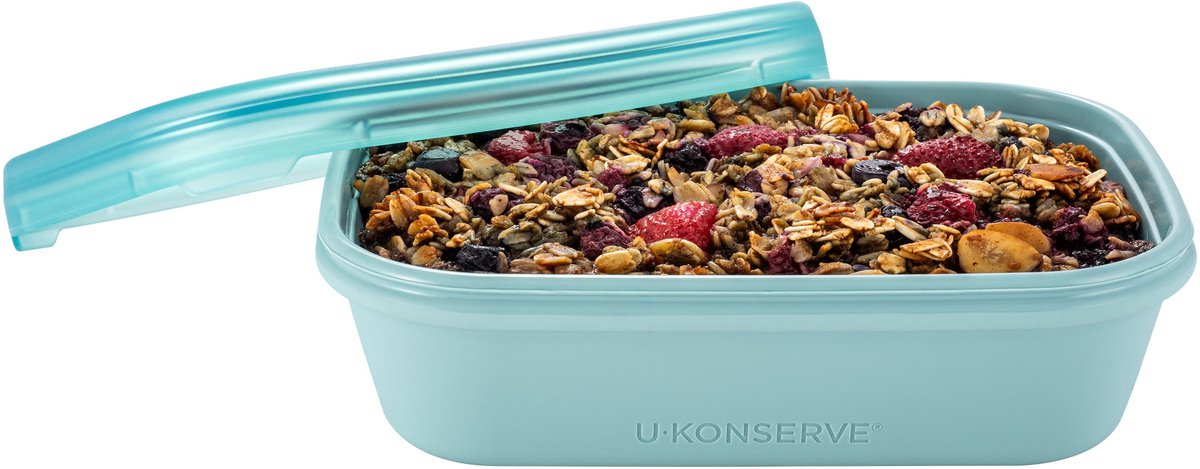 U-Konserve - BounceBox Rechthoekig 24oz / 700ml - 100% platinum siliconen voedselcontainer - Seafoam