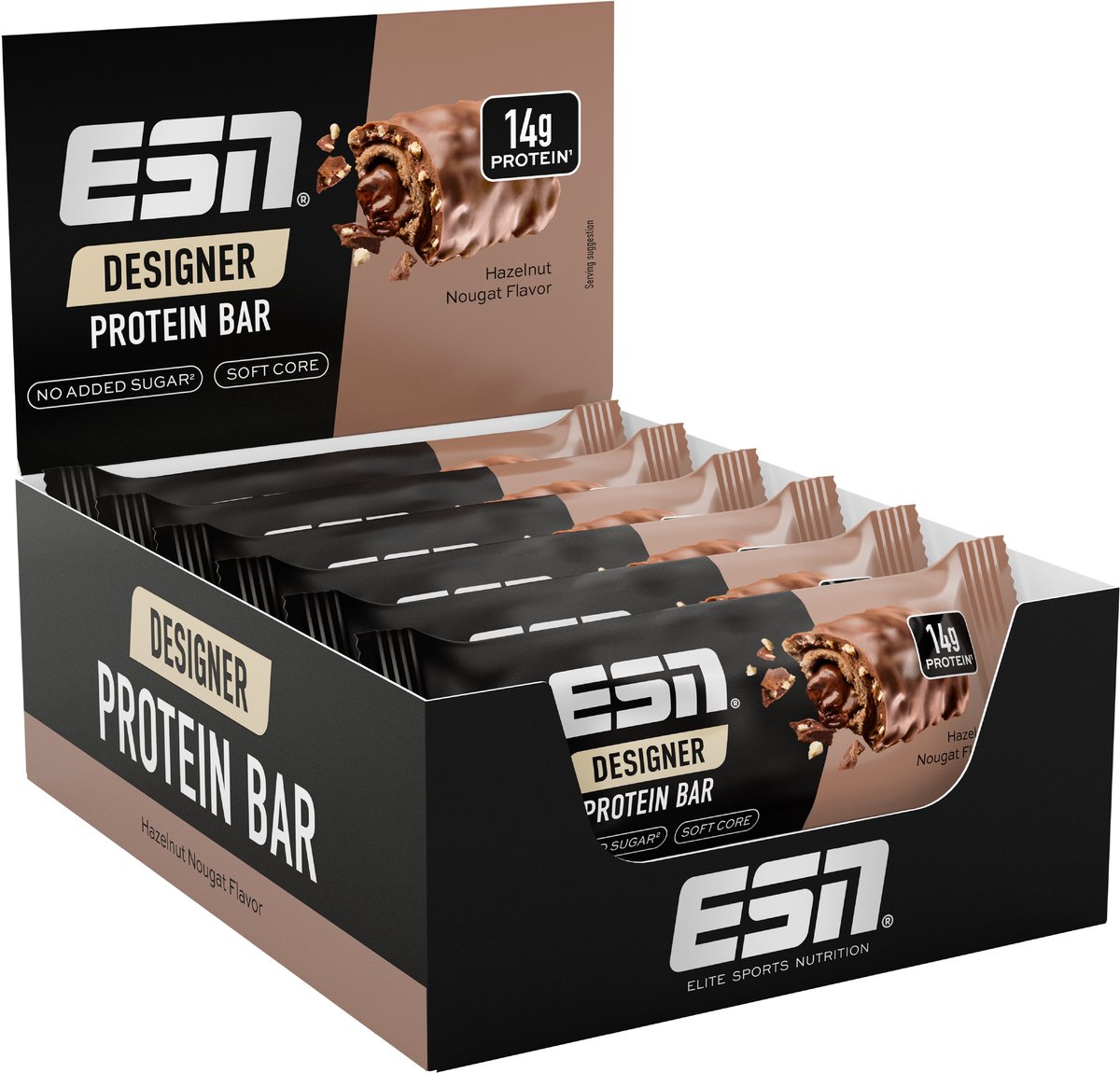 ESN Designer Bar Proteine Repen – Hazelnut Nougat, 12 x 45 g – Ideaal Tussendoortje met 14 g Proteïne