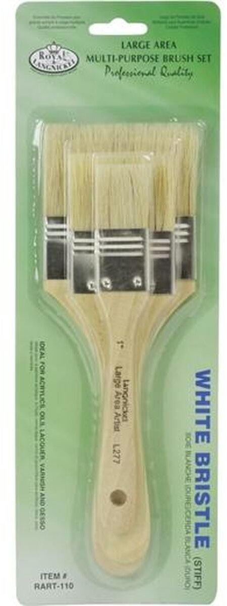 R&L White Bristle Flat Brush Set (Firm) - 3 Pack