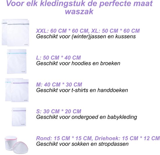 Set de Sacs à linge en boîte – 8 pièces – Filets à linge – Sacs à linge pour le linge – Groot sac à linge – Différentes tailles