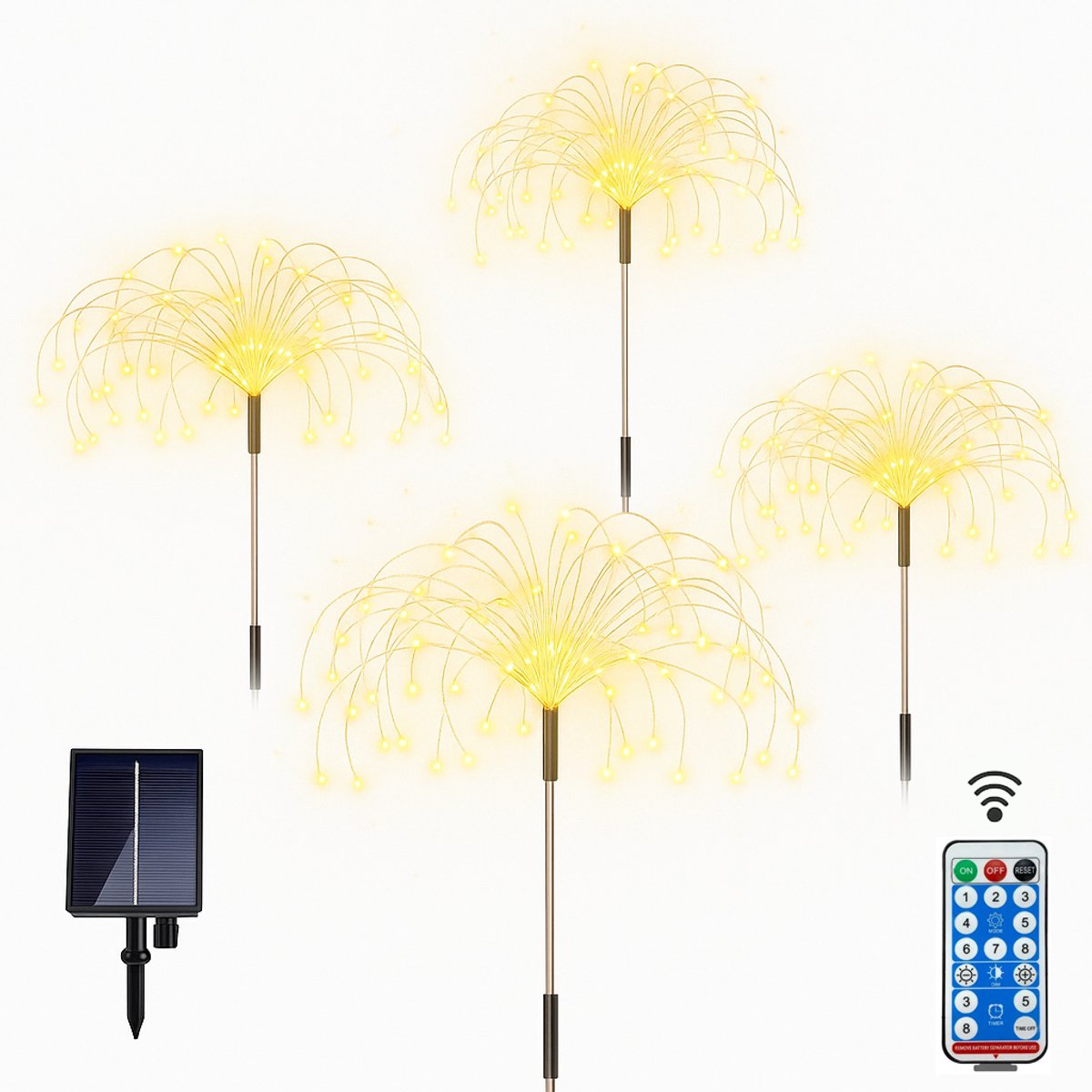 Lueas® Solar Tuinverlichting Warm Wit - met Afstandsbediening - 120 Leds - Dimbaar - met Timer - Sfeerverlichting