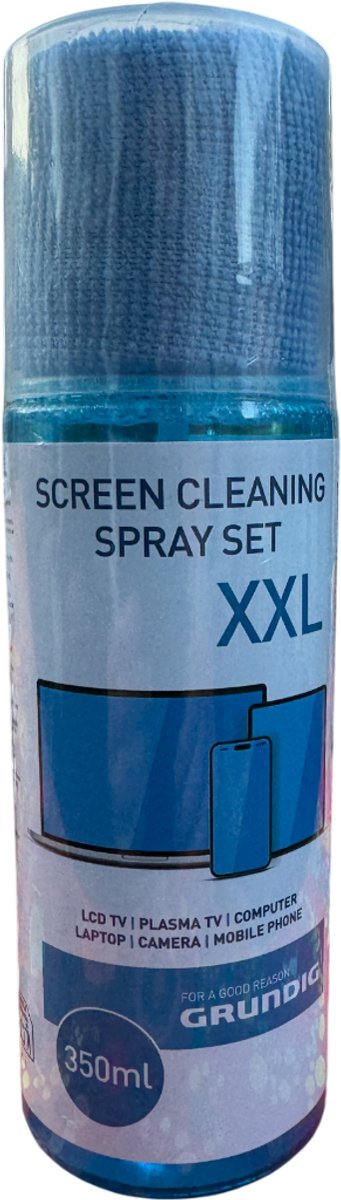 Grundig XXL Schermreinigingsset 350ml – Incl. Microvezeldoek - LCD TV - PLASMA TV - COMPUTER - LAPTOP - CAMERA - MOBILE PHONE