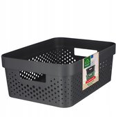 Bol.com Curver Infinity Recycled Dots Opbergbox - 11 liter - Antraciet aanbieding