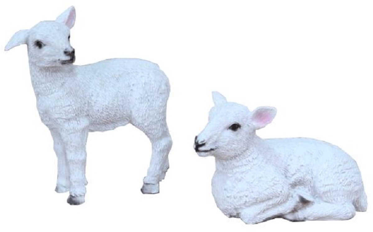 Beeldje schaap polystone staand/liggend