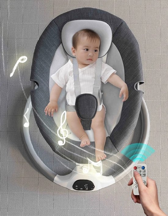 Mila Shop Wipstoeltje - Elektrische babyschommel - Babybed - Wieg Met Bluetooth - 0-24 mnd - Grijs van Mila Shop — afbeelding 4