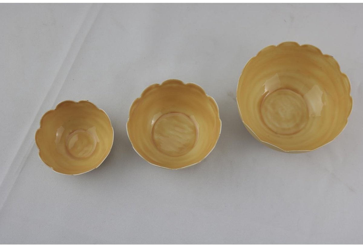 Waxinelichthouder beige set a 3