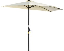 Outsunny - Parasol - Halfrond - 270 x 135 x 240 cm - met LED - Beige