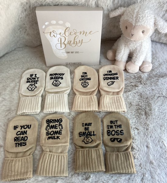 SilverandCoco® Baby Sokjes met Tekst - Geboorte Geschenkset Sokken Antislip Katoen - Kraam pakket Cadeau Gift Set - Shower Cadeautjes Geschenk - Zwangerschap Katoenen Kleding - Gender Reveal Zwanger - Unisex Neutraal Jongen Meisje Boy Girl Roze Blauw van Merkloos — afbeelding 4
