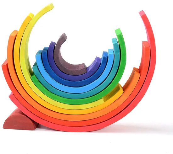 Houten regenboog - Regenboogkleuren - 12 stuks - Open einde speelgoed - Educatief montessori speelgoed van Houten — afbeelding 2