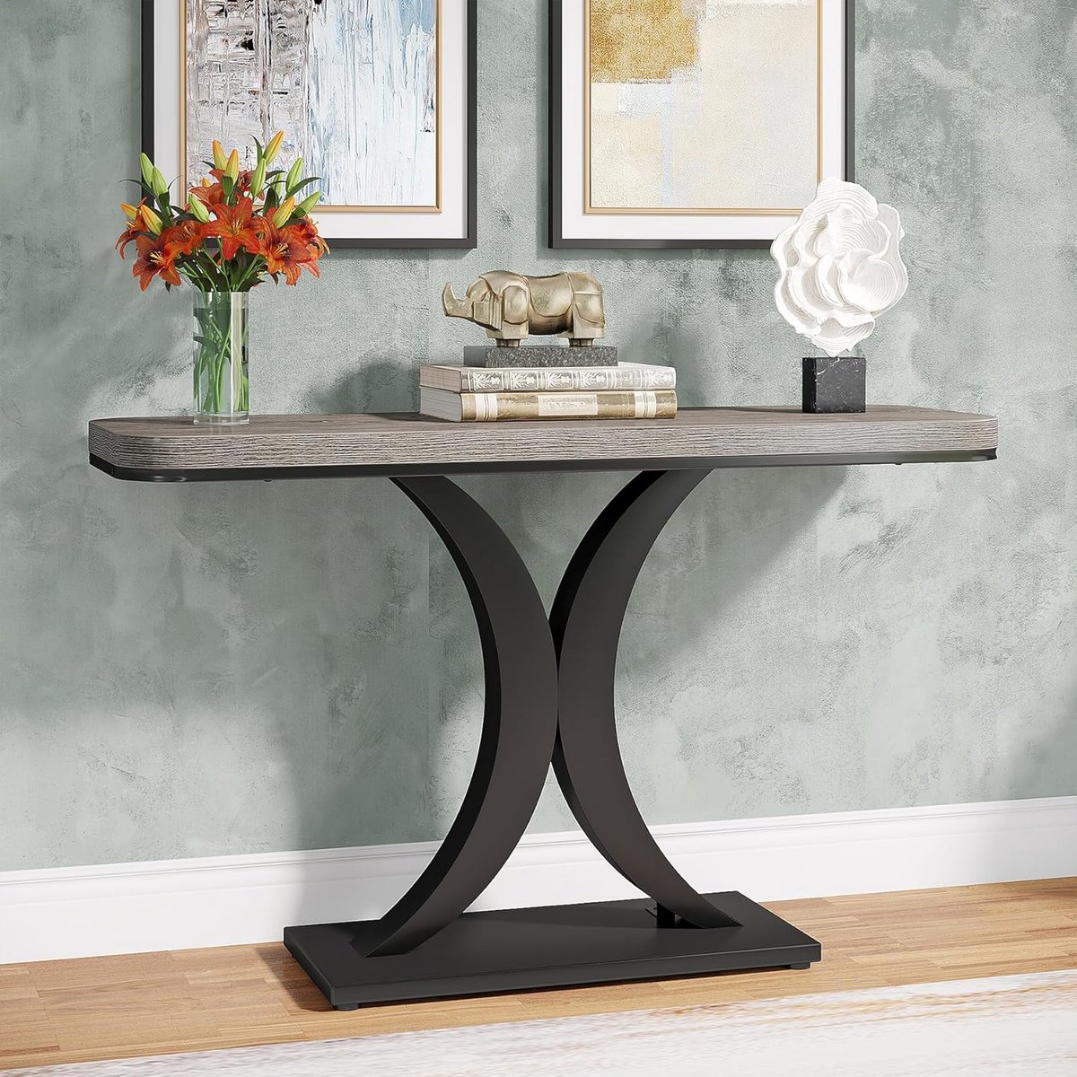 Tribesigns Moderne Industriële Vintage Houten Kleine Smalle Consoletafel Met Geo
