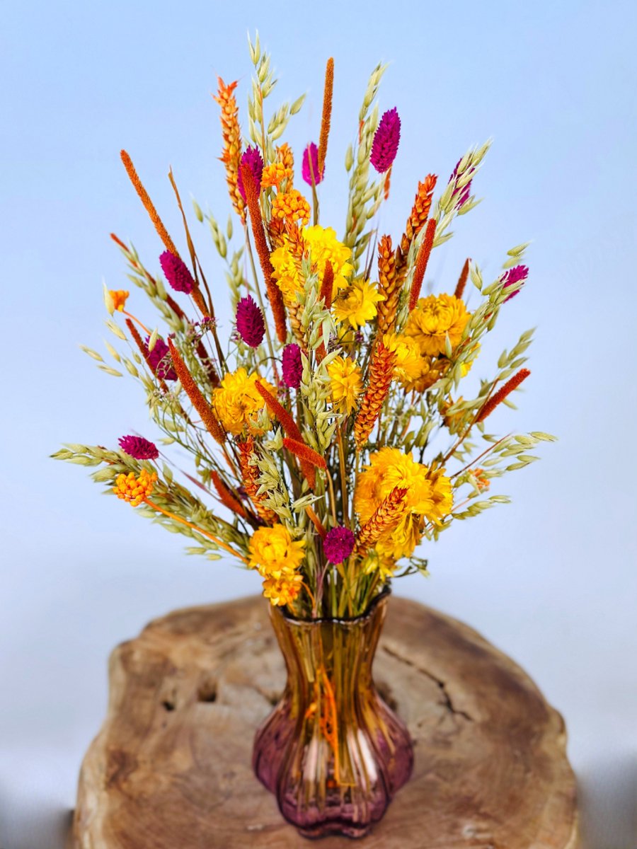 Droogboeket "Spring Waves" - inclusief vaas | 45cm | Kleurig boeket | Perfect voor elk interieur